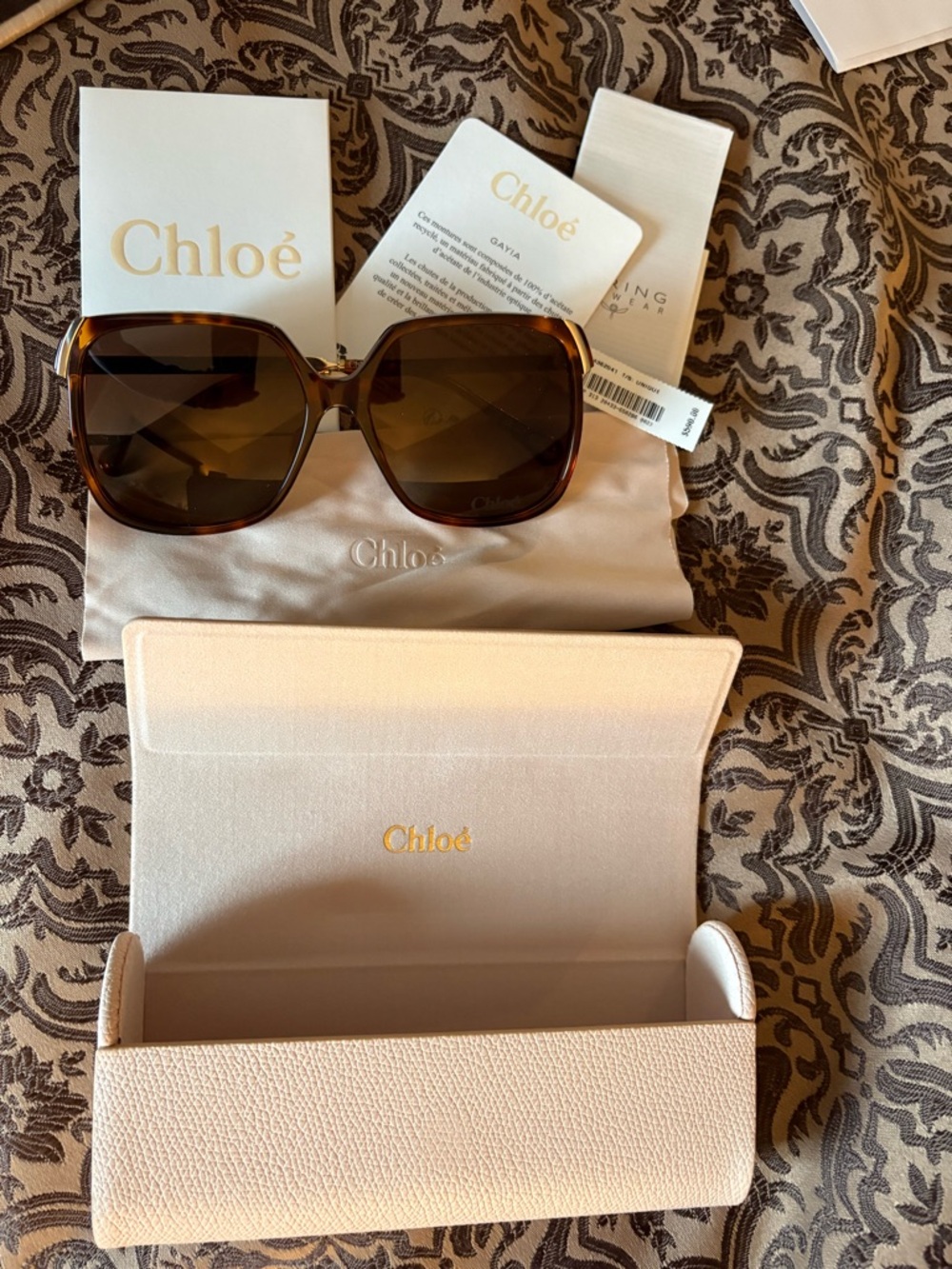Chloé Brown Gradient Oversized Square Sunglasses